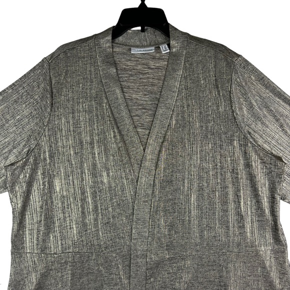 Susan Graver Cardigan Sweater Womens Size 2X Tan Gold Black - Picture 3 of 9